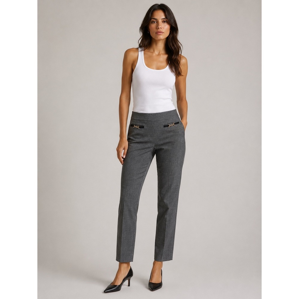 Talbots Chatham Ankle Pant Grey Horsebit Hardware Dress Pants 10P Petite